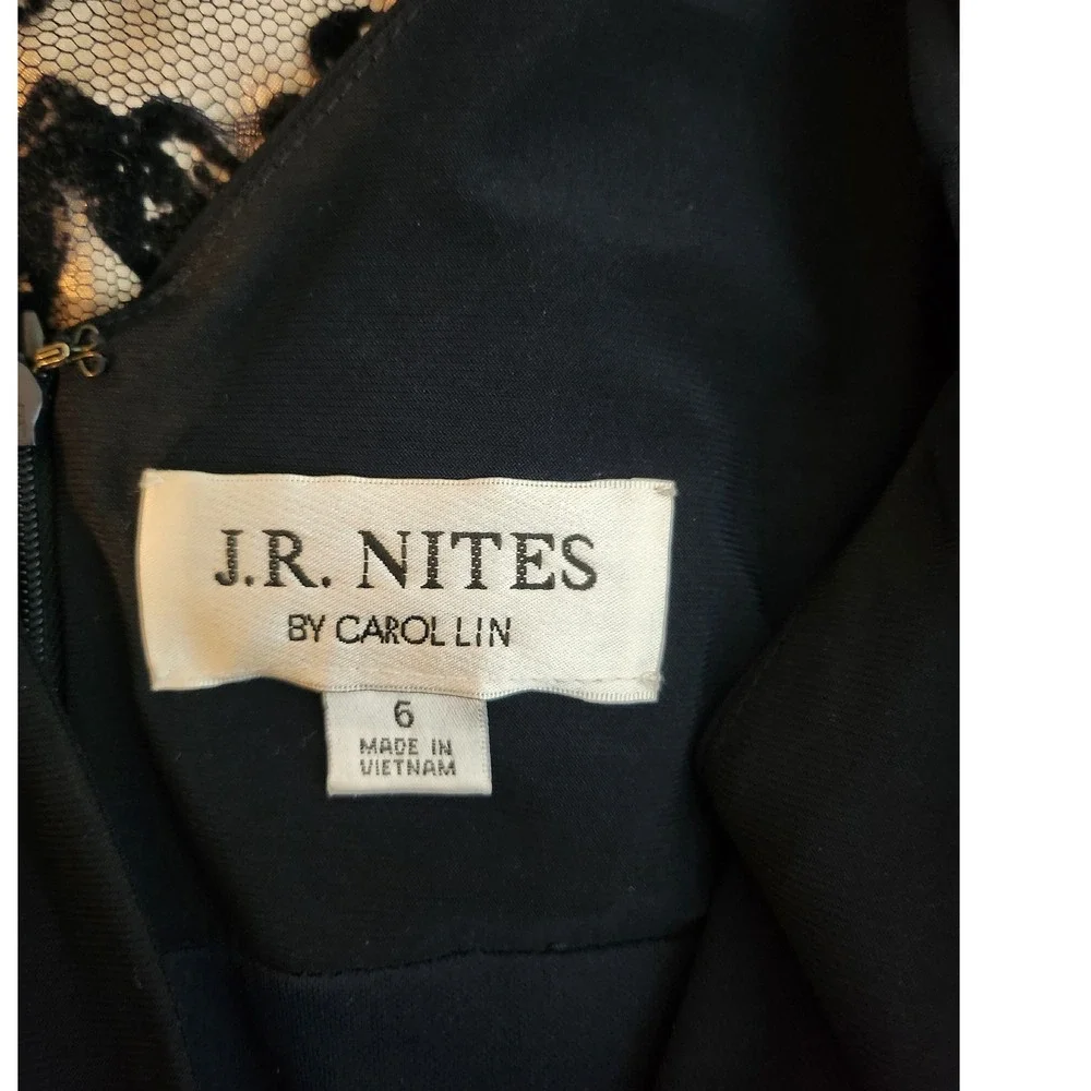 J.R. Nites by Carol‎ Lin Fit & Flare Royal Blue / Champagne Lace Skirt Dress 6 - Picture 8 of 11